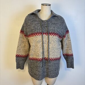 Eddie Bauer Vintage Y2K 100% Lambswool Shawl Collar Holiday Pullover Sweater XL